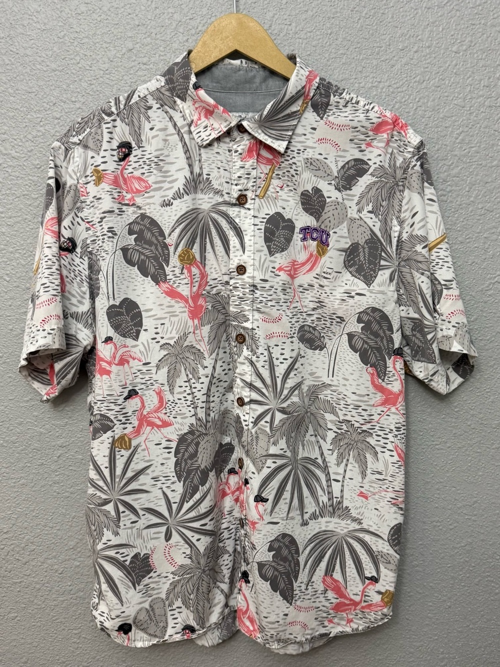 Tommy Bahama | Collegiate "Flamingo King" Camp Shirt | TCU Horned Frogs | Large